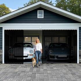 Aapee 744759852496 Sliding Garage Door Screen 2 Car 16x7ft Retractable With Tra