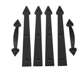 Antique-smith 654123123 6 Piece Decorative Garage Door Magnetic Hinges Carriage Faux Handles Black Abs
