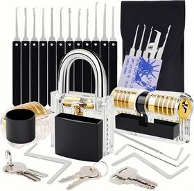 Waterproof3 Bi Clhs Njhgd1 37 Pick Waterproof With Stainless Steel Keys Long Lock Set Black