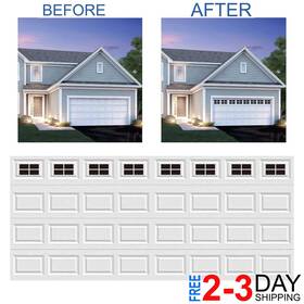 56241 Branded 2 Car Garage Door Kit 32pc Magnetic Decorative Hardware Panels Faux Fake Windows