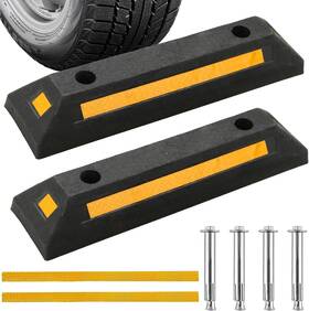 G08291507 Branded Rubber Parking Curb Garage Floor Stops 2 Pack Heavy Duty Wheel Stop Stopper