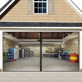 Digury 313106743727 Garage Door Screen For 2 Car 16x8ft Retractable Magnetic Doors
