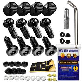 Fbjtdq 745437927253 Anti Theft License Plate Screws- Black Security Bolts Fasteners For Front Rea
