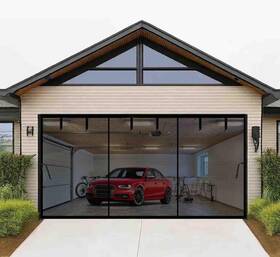 Fejahufz 632296811901 Magnetic Garage Door Screen 18x9ft For 2 Car Retractable Durable Heav
