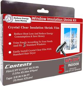 5-window Fonsbleaudy 20240819 Shrink Film Window Insulation Kit 62-inch X 5 Windows Clear