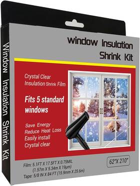 7562 Fonsbleaudy Insulating Film Window Kit To Keep Cold Out Shrink 5 Windows Clear