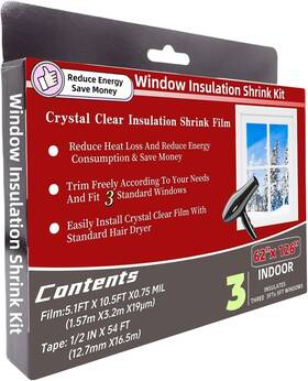 Gc20240819 Fonsbleaudy 3-window Shrink Film Window Insulation Kit 62-inch X 3 Windows Clear