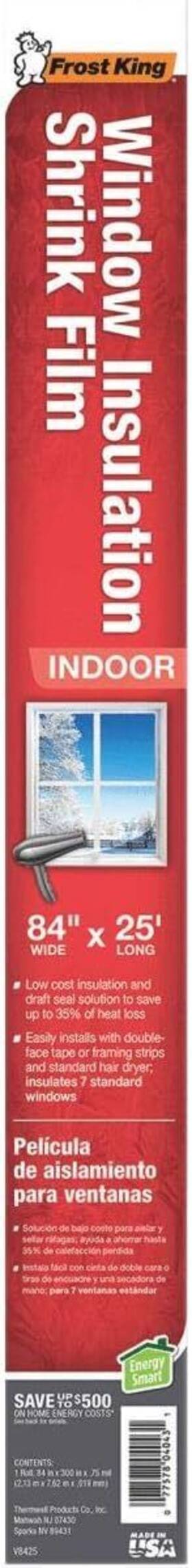 Frost King 077578040431 Thermwell V8425 84 Inch X 25ft Shrink Wind Film Window Kit