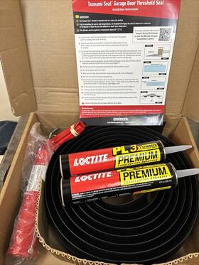 Garage Pro 445011433462 Tsunami Seal Door Threshold Kit Two Liquid Nails Cartridges 18 Ft. Black