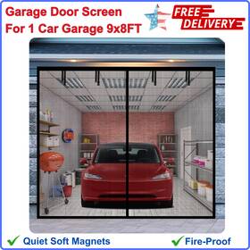 2859998 Iduontis Garage Door Screen For 1 Car 9x8ft Magnetic Easy Install
