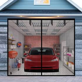 Iduontis 313027891880 Garage Door Screen For 1 Car 8x7ft Magnetic With Retractab