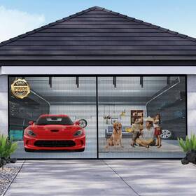 Iduontis 313114661679 Garage Door Screen For 2 Car 16x7ft Magnetic With Retracta