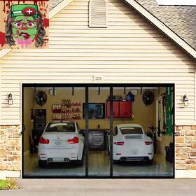 Junyuda 445023434488 Magnetic Garage Door Screen For 2 Car 16x8ft Retractable 2024 Upgraded J