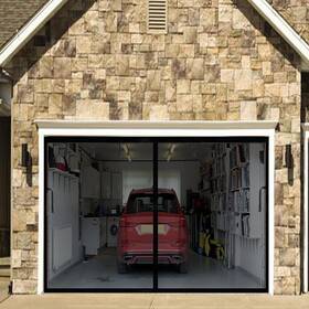 Juyezodu 614160918442 Magnetic Garage Screen Door For 1 Car 11x10ft Durable Heavy Duty Fibe