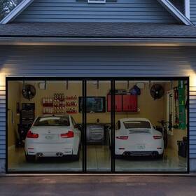 Mgsd0316x8bk Juyezodu Magnetic Garage Screen Door For 2 Car 16x8ft Durable Heavy Duty Fiber