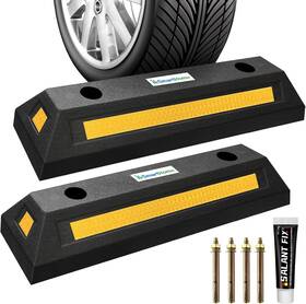 La Smart Home Technologies 789318669146 Car Parking Stopper 2pcs Heavy Duty Rubber Curb Stop For Garage And Driv