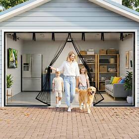 Ckml-16x7n Leafory Garage Door Screen 16x7 Ft For 2 Car Heavy-duty Reinforced Fiberglass Me