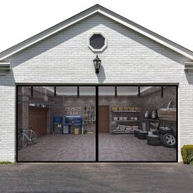 Liamst 033985917414 Garage Door Screen 16 10ft 2 Car Doors- Reinforced Fiberg