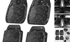 Jd110-bk1gl-pu3d4 Lj Shining Glitter Car Floor Mats 3d Leather Waterproof All Black