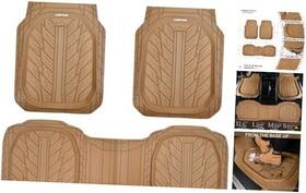 Jd618-be1-3p Lj Tire Tread Deepdish Rubber Floor Mats For Car Heavy Duty All Beige