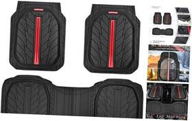 Jd618s2-rd0-3p Lj Tire Tread Deepdish Rubber Floor Mats For Car Heavy Duty Red Black