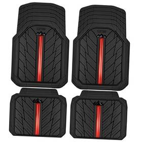 Jd618x4-rd0-4p Lj Metal Medium Rubber Floor Mats For Car Heavy Duty Black And Red 4pcs