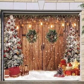 Lsseauto 445004350394 7x8 Ft Christmas Garage Door Cover Rustic Barn Banner Decorati Lsseauto 445004350394 7x8 Ft Christmas Garage Door Cover Rustic Barn Banner Decorati