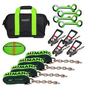 Mimanchi Vtdk001 8 Point Roll Back Vehicle Tie Down Kit With Heavy-duty Chain Extension On Bot