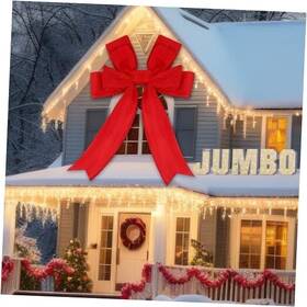 Moc-moucuny-1160 Moucuny 72 X 90 Inch Large Outdoor Red Christmas Bow Decorations 72x90 Inches Deep