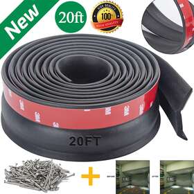 Myfamirea 744759483904 Garage Door Seals Strip Rubber Bottom Weather Stripping Self-adhesive 20ft