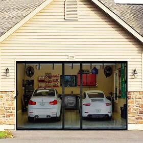 N / B 609755137858 Magnetic Garage Door Screen For 2 Car 16x8ft Retractable 2024 Upgraded