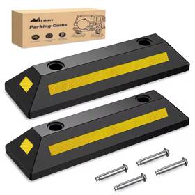 Nvnoo 313032376327 Heavy-duty Rubber Parking Curb Wheel Stopper Garage Driveway Aid 2-pack
