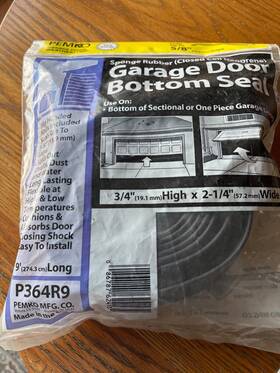 P364r9 Pemko Mfg. Garage Door Weatherstrip 9 Bottom Seal