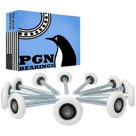 Pgn Bearings 810135403009 2 Inch Nylon White Garage Door Rollers 12 Pack - Quiet And Smooth