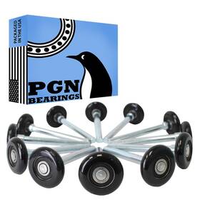 Pgn Bearings 810135405799 2 Inch Nylon Black Garage Door Rollers 12 Pack - Quiet And Smooth