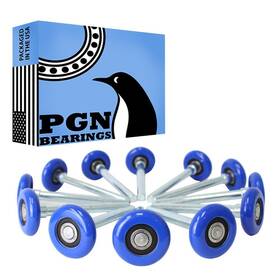 Pgn Bearings 810135405942 2 Inch Nylon Blue Garage Door Rollers 12 Pack - Quiet And Smooth