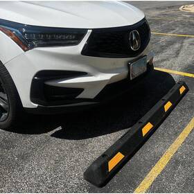 Plasticades 792389021560 6 Ft. For Asphalt Parking Stop With Yellow Stripes Weather Resistant