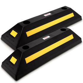 Pyle 842893123516 2-pack Heavy Duty Rubber Wheel Stops For Garage Parking Durable