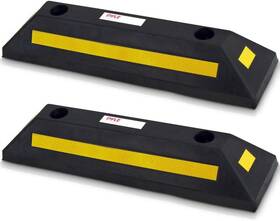 Pcrstp22 Pyle Garage Floor Stops For Vehicles - 2pc Heavy Duty Rubber Vehicle Parking Lot