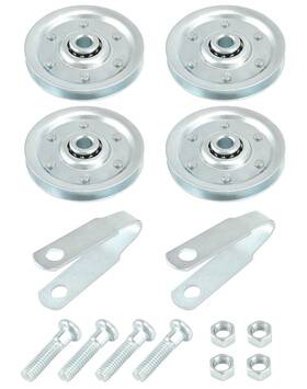 Qwork 795973816634 4 Pack 3 Inch Heavy Duty Garage Door Pulley Kits Pcs Sheave Pulleys 2 Cle