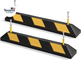 Safety 313033813876 35.5 Inch Rubber Parking Stoppers 2 Pack 22000 Lbs Heavy Duty Car Stopper With Refl