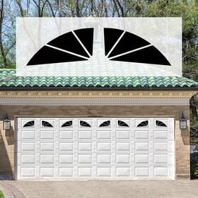 Sanfurney 717880920440 2 Car Magnetic Garage Door Windows Panes Sunburst Style Pre-cut Faux Fake Dec