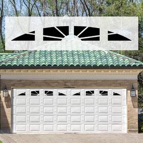 Sanfurney 717880920570 2 Car Magnetic Garage Door Windows Panes Sunburst Style Precut Faux Fake Decorat