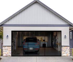 Sanjinfon 639395584606 Magnetic Garage Door Screen 19x8ft For 2 Car Doors Retractable Fiberg