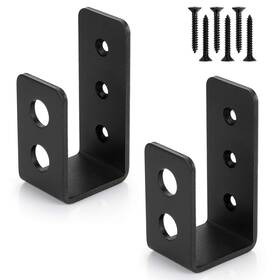 Sihnman 782948226222 2x4 1.5x3.5 Inch Door Barricade Brackets 2 Pcs Drop Open Bar Black