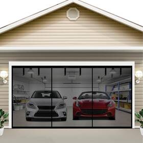 Gsd1610 Tudere Magnetic Garage Screen Door For 2 Car 16x10ft Doors Hands Free Heavy