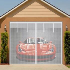 Veanusiver 445021895809 Magnetic Garage Screen Door For 1 Car Doors Up To 9x7ft- Reinforced Self