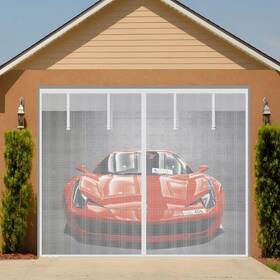 Veanusiver 445039955960 Magnetic Garage Screen Door For 1 Car Doors Up To 9x7ft- Reinforced Self