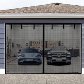 Ckml1 Veanusiver Magnetic Garage Screen Door For 2 Car Doors 16x7ft- Reinforced Self Se