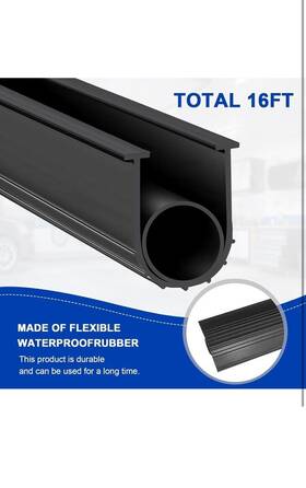 Jlmmmft16ftwfbo5u Vevor Garage Door Seals Bottom Rubber Weather Stripping 16ft 5/16 Inch T-end